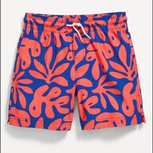 Kids Swim Trunks - Blue and Orange Leaf Print- old Navy